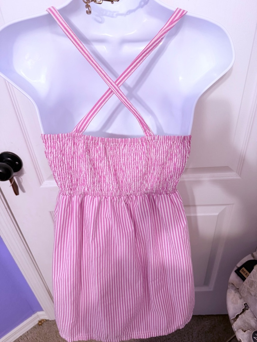 Abercrombie & Fitch Pink and White Striped Mini Sundress - Picture 4 of 6